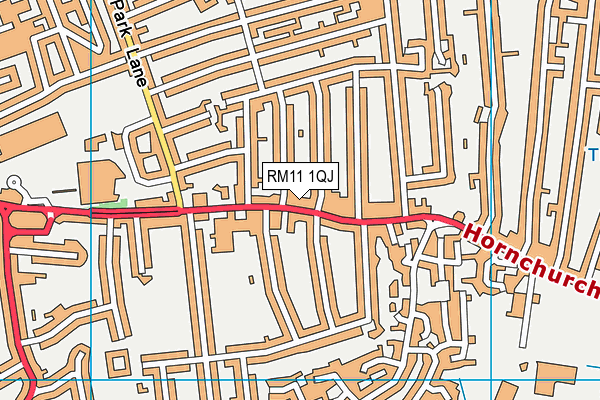 RM11 1QJ map - OS VectorMap District (Ordnance Survey) RM11 1QJ map - OS VectorMap District (Ordnance Survey)