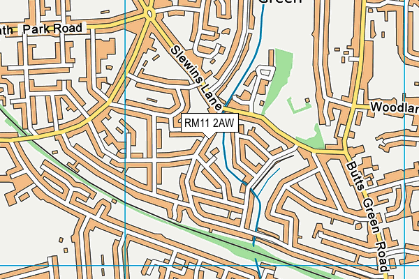 RM11 2AW map - OS VectorMap District (Ordnance Survey) RM11 2AW map - OS VectorMap District (Ordnance Survey)