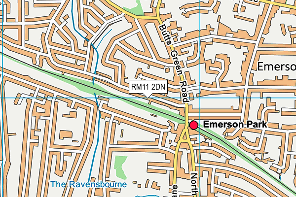 RM11 2DN map - OS VectorMap District (Ordnance Survey) RM11 2DN map - OS VectorMap District (Ordnance Survey)