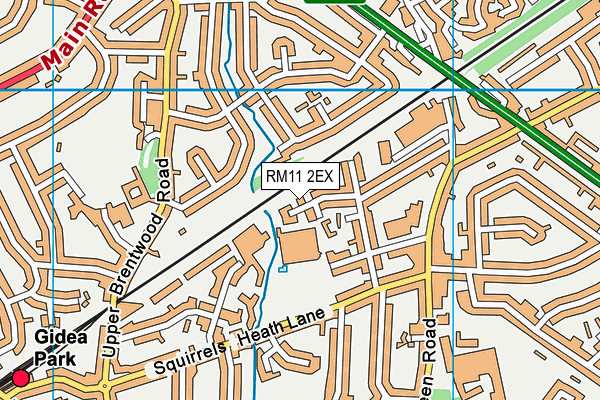 RM11 2EX map - OS VectorMap District (Ordnance Survey) RM11 2EX map - OS VectorMap District (Ordnance Survey)