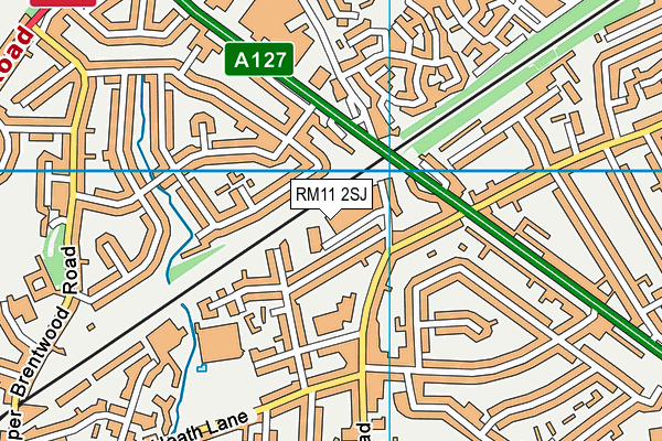 RM11 2SJ map - OS VectorMap District (Ordnance Survey) RM11 2SJ map - OS VectorMap District (Ordnance Survey)