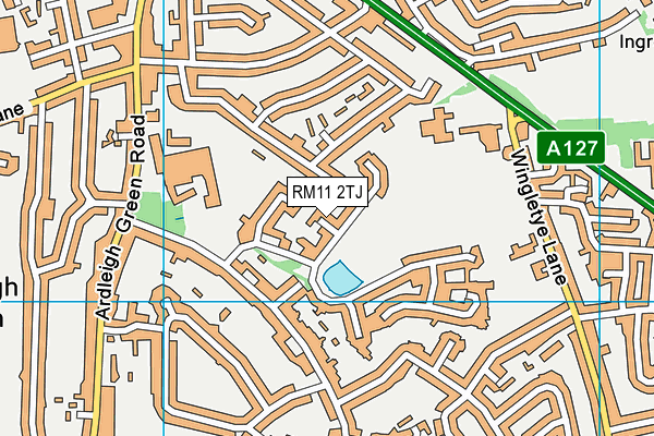 RM11 2TJ map - OS VectorMap District (Ordnance Survey) RM11 2TJ map - OS VectorMap District (Ordnance Survey)