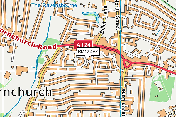 RM12 4AZ map - OS VectorMap District (Ordnance Survey) RM12 4AZ map - OS VectorMap District (Ordnance Survey)