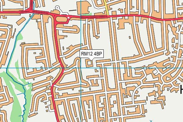 RM12 4BP map - OS VectorMap District (Ordnance Survey) RM12 4BP map - OS VectorMap District (Ordnance Survey)