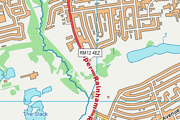 RM12 4EZ map - OS VectorMap District (Ordnance Survey)