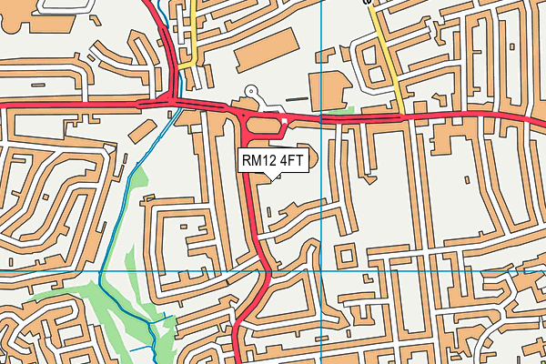 RM12 4FT map - OS VectorMap District (Ordnance Survey) RM12 4FT map - OS VectorMap District (Ordnance Survey)