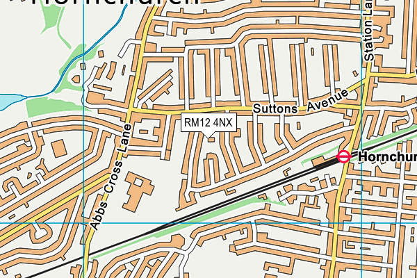 RM12 4NX map - OS VectorMap District (Ordnance Survey) RM12 4NX map - OS VectorMap District (Ordnance Survey)