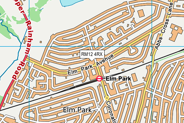 RM12 4RX map - OS VectorMap District (Ordnance Survey) RM12 4RX map - OS VectorMap District (Ordnance Survey)