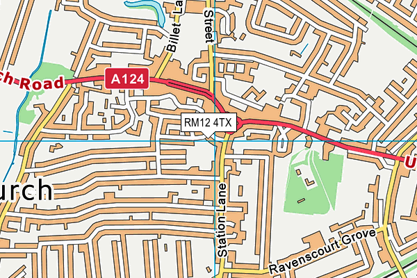 RM12 4TX map - OS VectorMap District (Ordnance Survey) RM12 4TX map - OS VectorMap District (Ordnance Survey)