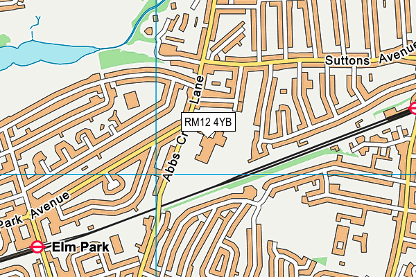 RM12 4YB map - OS VectorMap District (Ordnance Survey) RM12 4YB map - OS VectorMap District (Ordnance Survey)