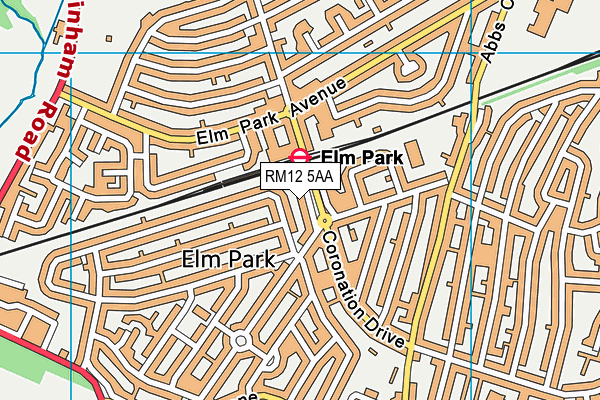 RM12 5AA map - OS VectorMap District (Ordnance Survey) RM12 5AA map - OS VectorMap District (Ordnance Survey)