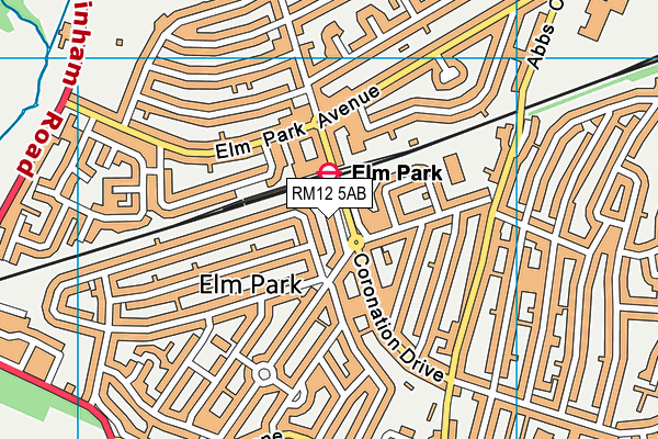 RM12 5AB map - OS VectorMap District (Ordnance Survey) RM12 5AB map - OS VectorMap District (Ordnance Survey)