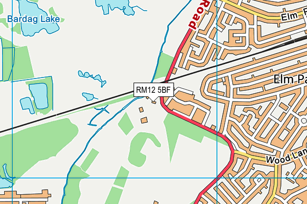 RM12 5BF map - OS VectorMap District (Ordnance Survey) RM12 5BF map - OS VectorMap District (Ordnance Survey)
