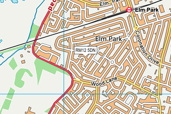RM12 5DN map - OS VectorMap District (Ordnance Survey) RM12 5DN map - OS VectorMap District (Ordnance Survey)