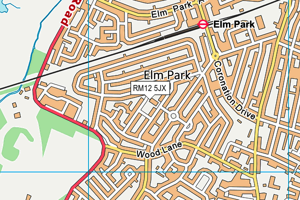 RM12 5JX map - OS VectorMap District (Ordnance Survey) RM12 5JX map - OS VectorMap District (Ordnance Survey)