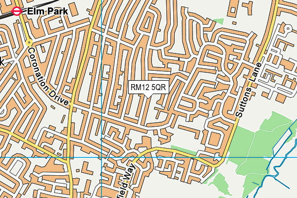 RM12 5QR map - OS VectorMap District (Ordnance Survey) RM12 5QR map - OS VectorMap District (Ordnance Survey)