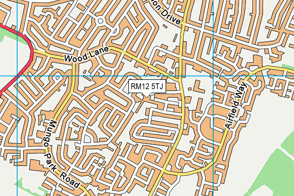 RM12 5TJ map - OS VectorMap District (Ordnance Survey) RM12 5TJ map - OS VectorMap District (Ordnance Survey)