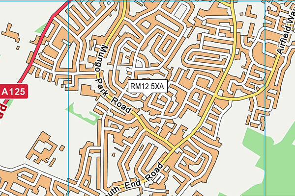 RM12 5XA map - OS VectorMap District (Ordnance Survey) RM12 5XA map - OS VectorMap District (Ordnance Survey)