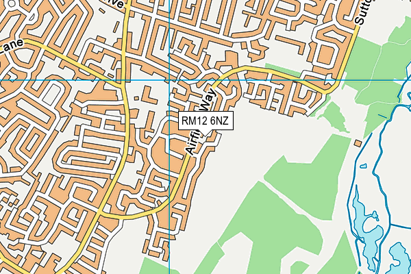 RM12 6NZ map - OS VectorMap District (Ordnance Survey) RM12 6NZ map - OS VectorMap District (Ordnance Survey)