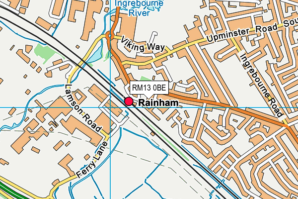 RM13 0BE map - OS VectorMap District (Ordnance Survey) RM13 0BE map - OS VectorMap District (Ordnance Survey)