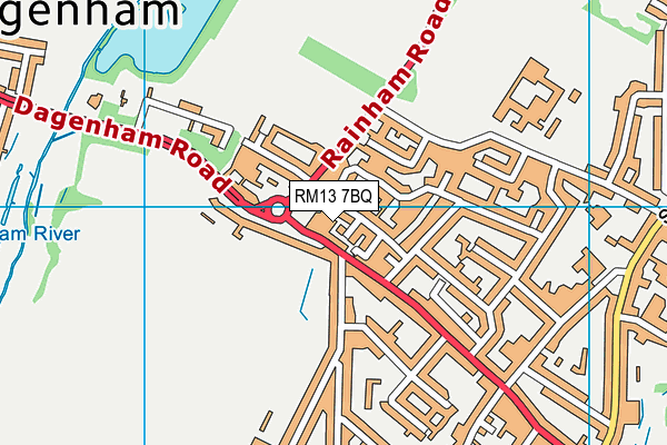 RM13 7BQ map - OS VectorMap District (Ordnance Survey) RM13 7BQ map - OS VectorMap District (Ordnance Survey)