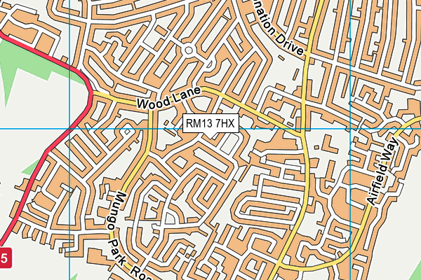 RM13 7HX map - OS VectorMap District (Ordnance Survey) RM13 7HX map - OS VectorMap District (Ordnance Survey)
