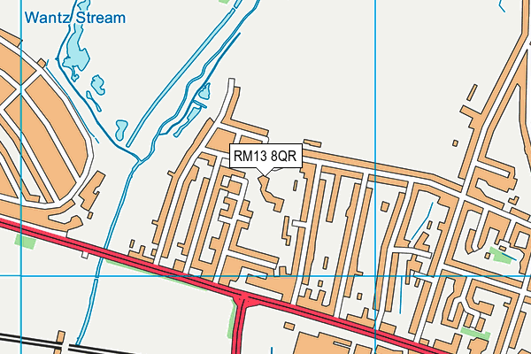 RM13 8QR map - OS VectorMap District (Ordnance Survey) RM13 8QR map - OS VectorMap District (Ordnance Survey)