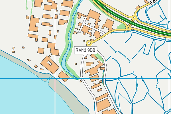 RM13 9DB map - OS VectorMap District (Ordnance Survey) RM13 9DB map - OS VectorMap District (Ordnance Survey)