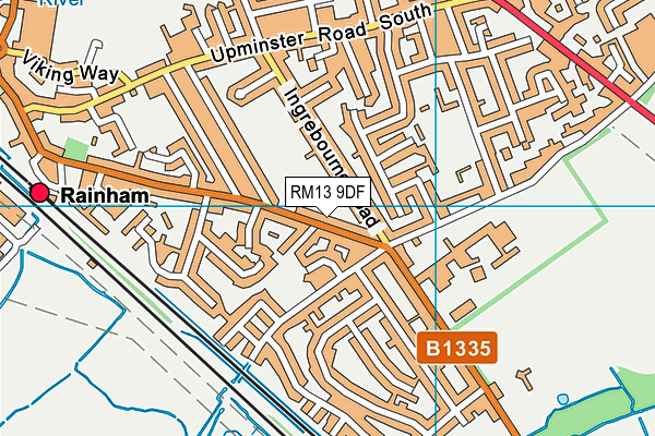 RM13 9DF map - OS VectorMap District (Ordnance Survey) RM13 9DF map - OS VectorMap District (Ordnance Survey)