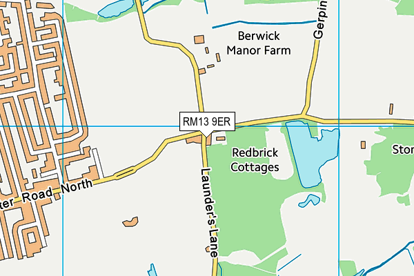 RM13 9ER map - OS VectorMap District (Ordnance Survey) RM13 9ER map - OS VectorMap District (Ordnance Survey)