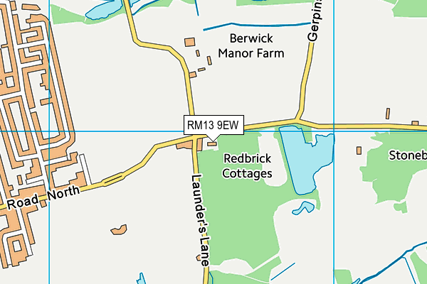 RM13 9EW map - OS VectorMap District (Ordnance Survey) RM13 9EW map - OS VectorMap District (Ordnance Survey)