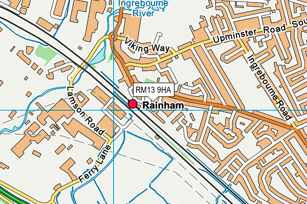 RM13 9HA map - OS VectorMap District (Ordnance Survey) RM13 9HA map - OS VectorMap District (Ordnance Survey)