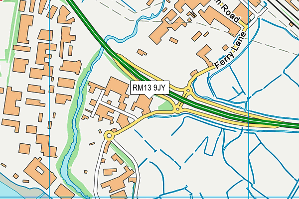 RM13 9JY map - OS VectorMap District (Ordnance Survey) RM13 9JY map - OS VectorMap District (Ordnance Survey)