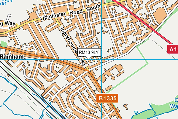 RM13 9LY map - OS VectorMap District (Ordnance Survey) RM13 9LY map - OS VectorMap District (Ordnance Survey)