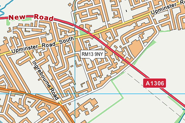 RM13 9NY map - OS VectorMap District (Ordnance Survey) RM13 9NY map - OS VectorMap District (Ordnance Survey)