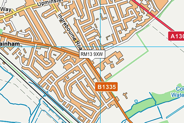 RM13 9XW map - OS VectorMap District (Ordnance Survey) RM13 9XW map - OS VectorMap District (Ordnance Survey)