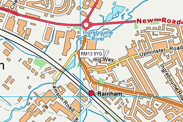 RM13 9YG map - OS VectorMap District (Ordnance Survey) RM13 9YG map - OS VectorMap District (Ordnance Survey)