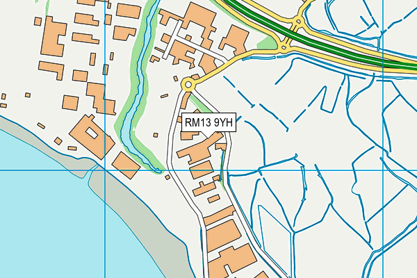 RM13 9YH map - OS VectorMap District (Ordnance Survey)