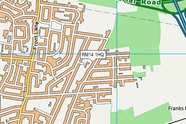 RM14 1HQ map - OS VectorMap District (Ordnance Survey) RM14 1HQ map - OS VectorMap District (Ordnance Survey)