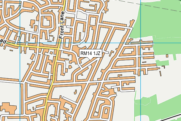 RM14 1JZ map - OS VectorMap District (Ordnance Survey) RM14 1JZ map - OS VectorMap District (Ordnance Survey)
