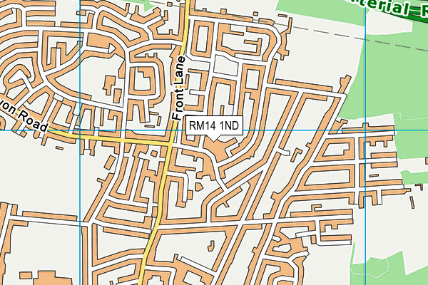 RM14 1ND map - OS VectorMap District (Ordnance Survey) RM14 1ND map - OS VectorMap District (Ordnance Survey)