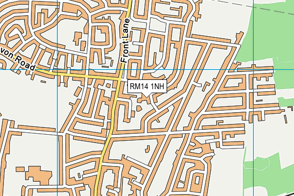 RM14 1NH map - OS VectorMap District (Ordnance Survey) RM14 1NH map - OS VectorMap District (Ordnance Survey)