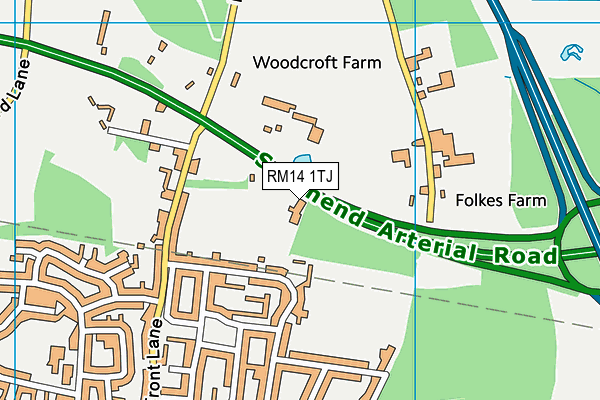 RM14 1TJ map - OS VectorMap District (Ordnance Survey) RM14 1TJ map - OS VectorMap District (Ordnance Survey)