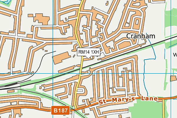 RM14 1XH map - OS VectorMap District (Ordnance Survey) RM14 1XH map - OS VectorMap District (Ordnance Survey)