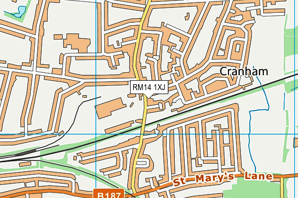 RM14 1XJ map - OS VectorMap District (Ordnance Survey) RM14 1XJ map - OS VectorMap District (Ordnance Survey)