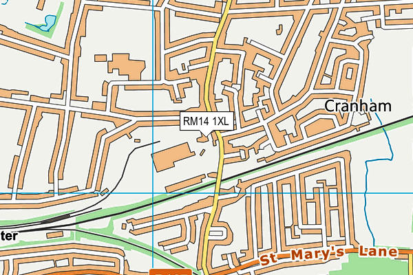 RM14 1XL map - OS VectorMap District (Ordnance Survey) RM14 1XL map - OS VectorMap District (Ordnance Survey)