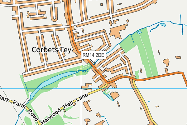 RM14 2DE map - OS VectorMap District (Ordnance Survey) RM14 2DE map - OS VectorMap District (Ordnance Survey)