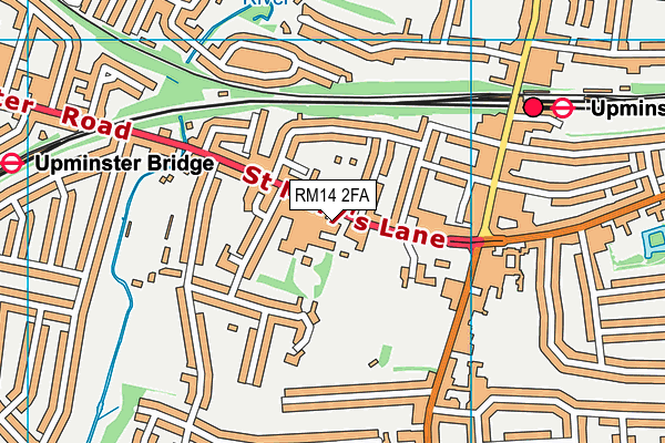 RM14 2FA map - OS VectorMap District (Ordnance Survey) RM14 2FA map - OS VectorMap District (Ordnance Survey)