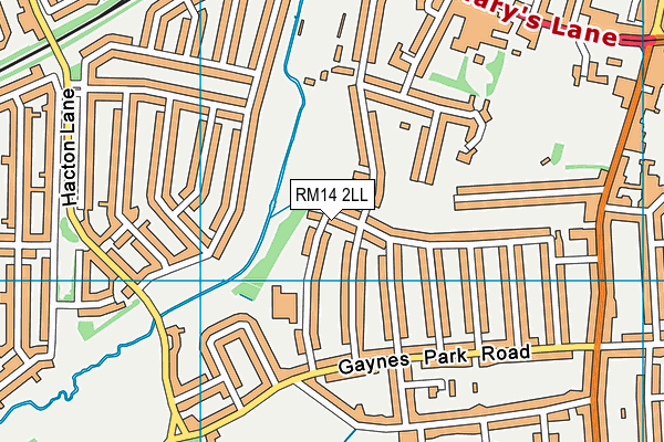 RM14 2LL map - OS VectorMap District (Ordnance Survey) RM14 2LL map - OS VectorMap District (Ordnance Survey)
