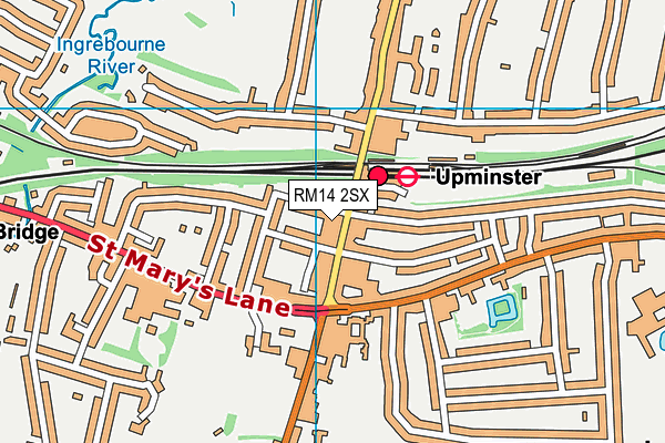 RM14 2SX map - OS VectorMap District (Ordnance Survey) RM14 2SX map - OS VectorMap District (Ordnance Survey)